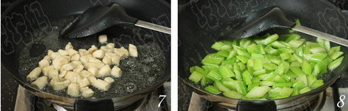 Gà xào hạt điều cần tây Bước 7-8