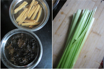 Yuba xào nấm cần tây bước 1