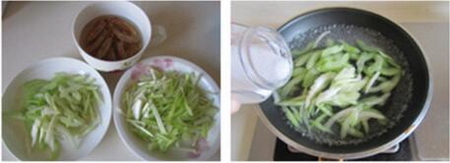 Bước 1-2 cho món cần tây xào tôm, lá hẹ